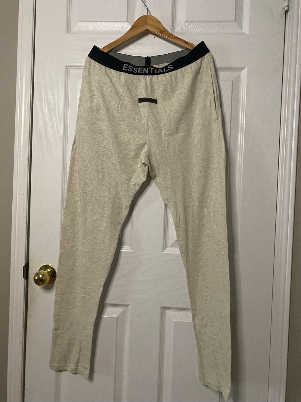 ESSENTIALS Men's Cream Sweatpants with Black Waistband #13
